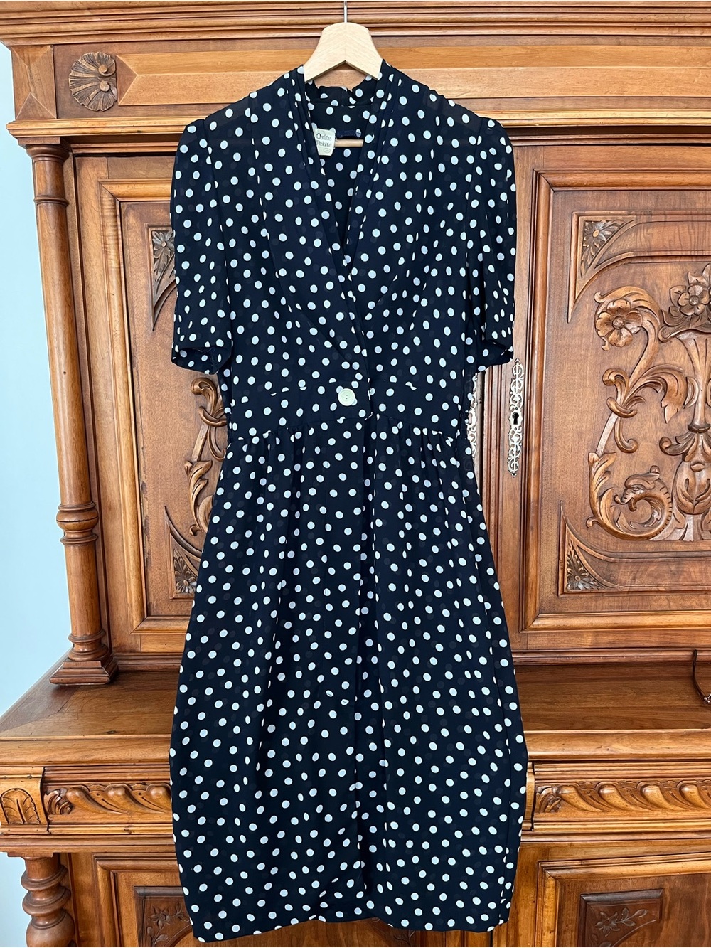 Navy Chiffon Midi Dress